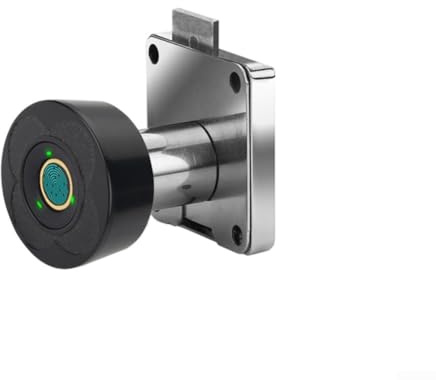 Smart Fingerprint Drawer Lock Zinc Alloy Cabinet Lock Biometric Security System For Mailbox Storage Box Metal Cabinet Single Door Use With 37.5mm Lock Diameter And 22mm Lock Cylinder Size(Black)