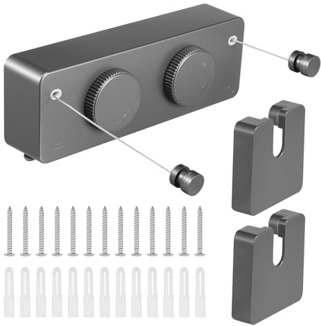 Tendedero extensible, 2 x 4,2 m, cuerda de acero inoxidable, invisible, ajustable, para pared, para balcón, lavandería, hotel, baño, dormitorio