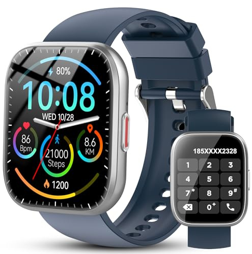 Ddidbi Montre Connectée Homme Femme, 1.85 HD Smartwatch avec Appel Bluetooth, 110+ Modes Sportifs, Montre Intelligente Etanche IP68 avec Podometre/Sommeil/Cardiofrequencemetre pour Android iOS, Bleu