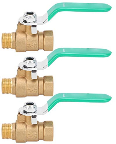 ANKROYU Kugelventil Wasserventil Messingventil 3/8 -Zoll -Gewinde haltbarer Korrosionsbeständiges Absperrventil für Wassergasrohre Sanitärsystem Gelbgrün 3 Pack