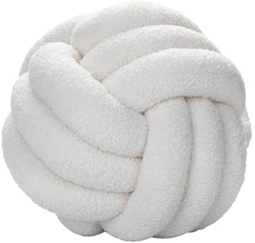 WWYL Knotenkissen, Raumdekoration, Überwurfkissen, rundes Schlafzimmer-Zubehör, Kissen, Dekoration, handgefertigtes Plüschkissen (Weiß, 22 cm)