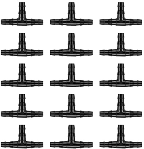 Peosaard Raccordo per irrigazione, connettori per Tubi Flessibili del Sistema a T spinati per irrigazione a Goccia per Tubo gocciolante da 4 mm/7 mm 100 Pezzi, Parti
