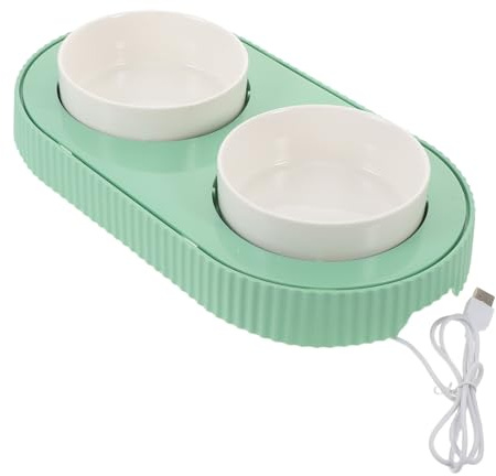 SUPVOX Ciotola Riscaldata in Ceramica Per Gatti Doppio Ciotole Rimovibili Per Cibo e Acqua Resistente Macchie e Odori Facile Da Pulire Per Uso Interno e Clima Freddo