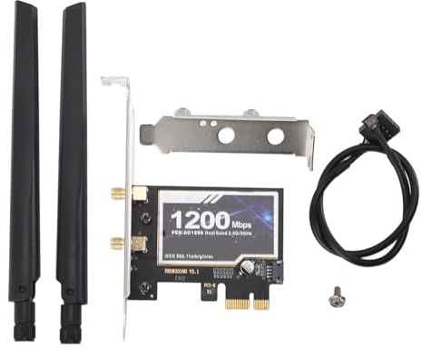 Adaptador WiFi para PC Tarjeta inalámbrica AC1200 PCIE para computadora de Escritorio Fácil instalación Tarjeta de Red Gigabit Ethernet de Doble Banda No se Necesita CD de