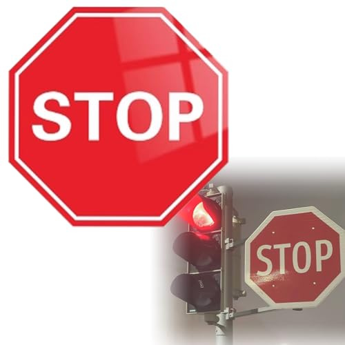 Aluminum Stop Sign, Honeycomb Reflective Stop Signs Traffic with Slide Rail and Metal Clamp, Parking Guide for Garage, Weather Resistant(Without Pole)
