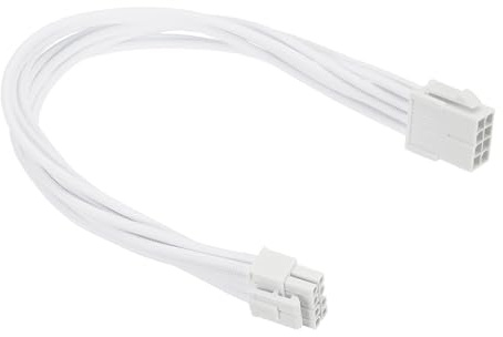 PATIKIL CPU Power Cable 12 Inch(30cm) 18AWG 12V, 1Pcs CPU 8 Pin Male to 8 Pin(4+4 Detachable) Male for Motherboard Power Adapter, White