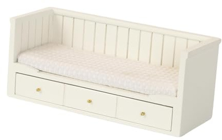 AMSLSIU Miniatur Möbelmodell Bett für realistische DIY Puppenhaus Dekorationsprojekte. Puppenhausbett im Maßstab 1:12. Dieses Miniatur Puppenbett aus Holz eignet Sich perfekt für die Dekoration von