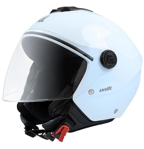 SpiritMoto unik Casco Moto Jet Abierto Motocicleta Scooter Ciclomotor Hombre/Mujer Airflow Cierre Micrométrico Desmontable Homologado - AZUL BABY Talla M