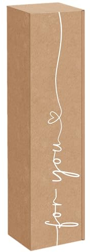[BOXXCO] 50 Stück 1er Präsentkartons For You 0,75l - 385x92x95 mm - Edle Weinverpackung mit Sichtfenster & Offener Welle - Geschenkbox für Weinflaschen