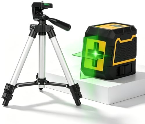 Láser de líneas cruzadas con trípode, nivel láser de líneas cruzadas verde de 360° con autonivelación, nivelláser vertical y horizontal de 30 m para construcción, uso en interiores y exteriores