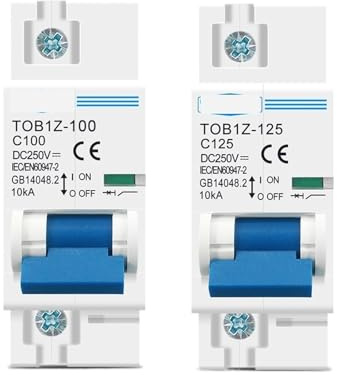 Disjoncteur 1P 125A 100A 80A DC MCB 250V for système PV Courbe C Interrupteur principal de batterie(100A)