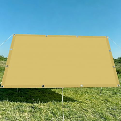 Vela Ombreggiante 6 x 8 m Impermeabile Tendalino Parasole Idrorepellente e Antivento per Esterno Giardino Terrazza Colore, Giallo sabbia