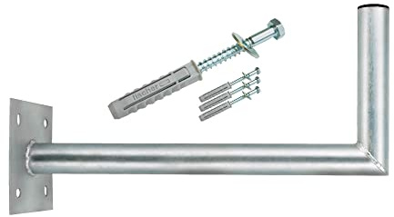 Premium X 50-55cm Wandhalter Stahl verzinkt SAT Antenne Wandhalterung Wand Montage Halter Wandabstand 55 cm Ø 48mm inkl. Fischer Schraubensatz für Wandmontage mit Dübel und Unterlegscheibe