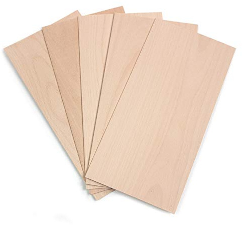 wodewa Bastelfurnier Buche Vollholz 145x300mm 2mm | Sägefurnier 5er Set Echtholz | Bastelholz zum Bemalen Lasern Gravieren | Made in Germany Modellbau Scrapbooking DIY
