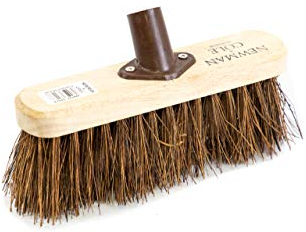 Newman and Cole 10 Wooden Broom Head with Stiff Natural Hard Bristle - Replacement Broom Head for Outdoor Garden Yard Brush Sweeping with Fitted Fixing Bracket Connector (10 Stiff Natural Bassine)