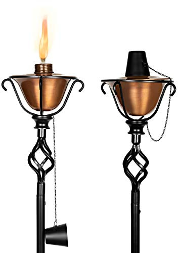 BIRDROCK HOME Outdoor Torches - Durable Construction, Modern Design, Weather Resistant, Citronella Oil Compatible, Ideal for Backyards, Patios, Pathways - Decorative Copper, 2 Pack