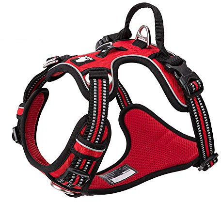 Hundsele inget drag justerbar reflekterande Step-in mjuk nylon för litet stort husdjur TLH56512 (L, röd)