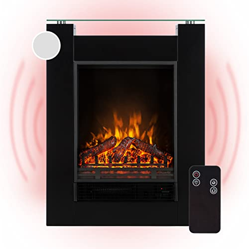 Klarstein Chimenea Electrica Pared, Estufa sin Leña de Interior, Chimeneas Electricas Decorativas 1800W, Llama LED, Chimenea Decorativa Falsa, Mando a Distancia, Temporizador y Termostato Ajustable