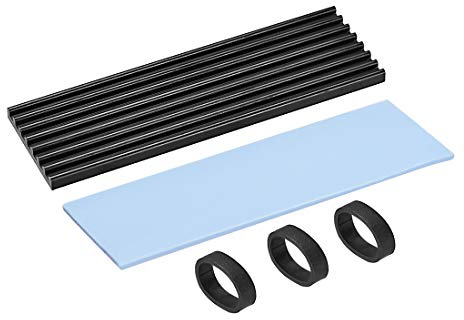sourcing map Aluminum Heatsink Kit 70x22x3mm Black with Silicone Thermal Pads for M.2, for 2280 SSD