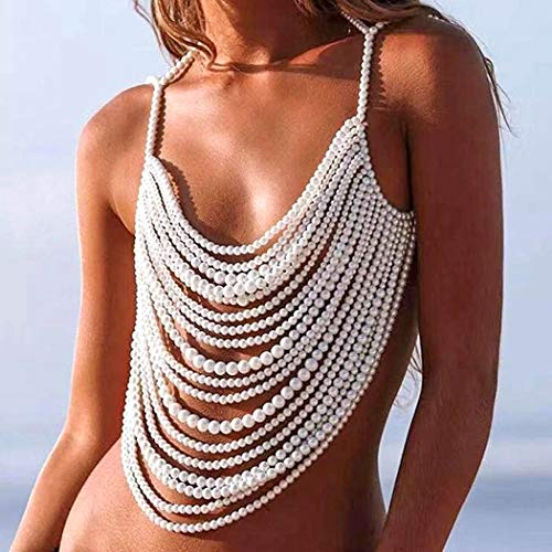 Sethain Perla Ritaglia Superiore Sexy Imbracatura Perle Il petto Catena Reggiseno Corpo Catena Spiaggia Corpo Gioielleria Accessori per donne