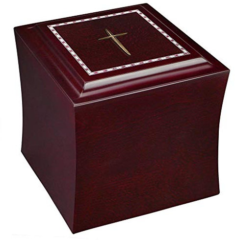 Urne funéraire funéraire en bois pour cendres - Cercueil commémoratif unique - Urne funéraire personnalisée (acajou, croix)