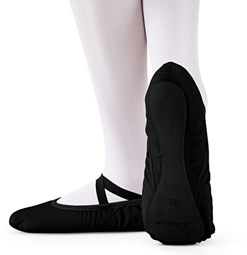 Soudittur Scarpe da Danza Classica e Moderna Antiscivolo Tela Scarpette da Ballerina Ginnastica Ballo Pantofole per Bambina Ragazze e Donna(Nero, EU 34)
