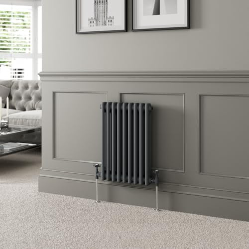 DuraTherm® 600 x 425mm Anthracite Grey Traditional Horizontal Designer Radiator Double Column Colosseum Cast Iron Style Central Heating Panel Radiators Rad