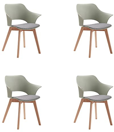 GrandCA HOME 4er-Set Nordischen Küchenstühlen, Esszimmerstuhl mit Massivholzbeinen, Gepolsterte Stühle für Schlafzimmer, Wohnzimmer, Küche, Grün