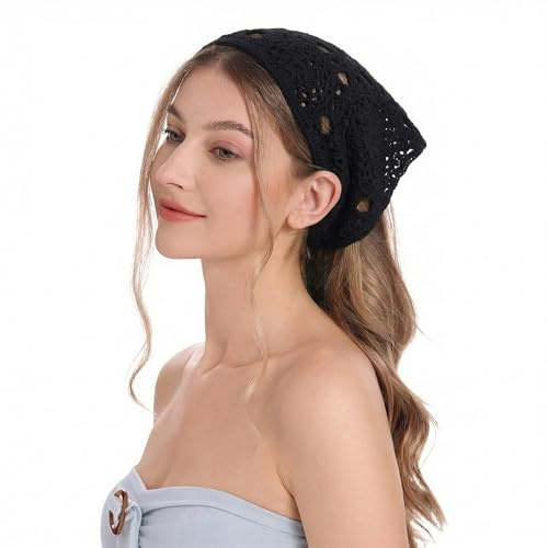 ZLYC Baumwolle Handgemacht Häkel Stirnband Dreieck Bandana