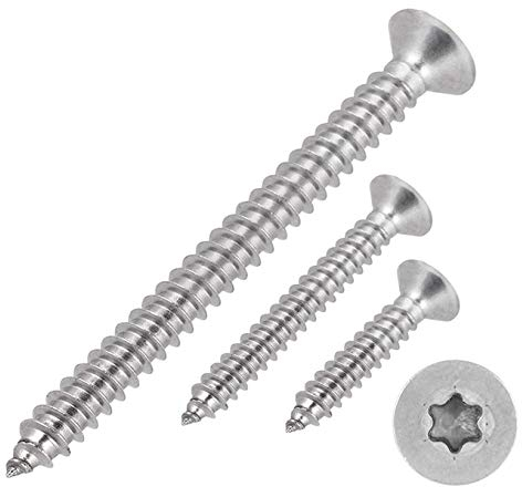 meinschraubenversand.de - Blechschrauben 2,9x6,5 100 Stück DIN 7982 TX (Senkkopf - Form C - mit Spitze - Innensechsrund - Torx) 2,9-5,5 mm/ISO 14586 A2 V2A rostfreier Edelstahl - 2,9 x 6,5 mm