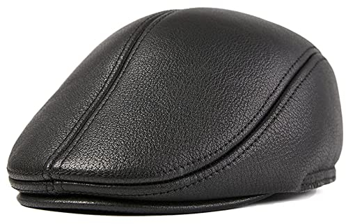 DongBao Barett Cap Herren Schiebermütze Gatsby Kappe Newsboy Flat Cap Leder Mütze mit Ohrenklappen