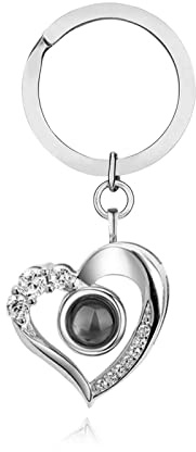 Porte cle Personnalisée,Porte-clés Personnalisable Photo,Porte-clés Plaque en métal personnalisé avec Une Photo,Cadeau d'anniversaire ou de Mariage,idée Cadeau (Silver C,M)