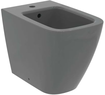Ideal Standard - i.life B, Bidet a terra filo parete, Con foro per la rubinetteria, Con foro per il troppopieno, Grigio lucido