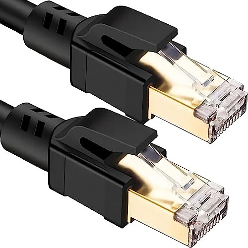 Retoo Cable LAN Cat 8, 1 m, 40 Gbps, cable de red Ethernet, 2000 MHz, alta velocidad, S/FTP RJ45, POE, Gigabit, nailon, trenzado dorado, cable de conexión para PS5, PS4, router, módem, TV, conmutador,