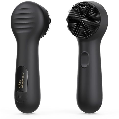 Silicone Face Scrubber, NågraCoola CLIE 2.0 Facial Cleansing Brush, Rechargeable, Waterproof Face Scrub Brush for Cleansing, Exfoliating, Massaging, Electric Facial Exfoliator for Women & Men - Black