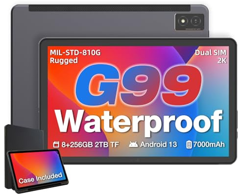 AGM P1 Android Tablet, 4G LTE Dual SIM, 10.36 2K IPS Display, 8GB + 256GB/2TB TF, Octa-core MTK G99 Processor, 7000mAh, Dual-band WiFi, GPS, IP68/IP69K Waterproof Tablets with Case