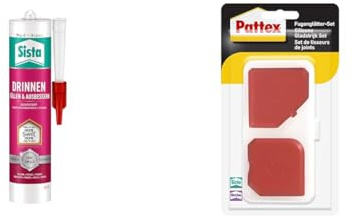 Bundle aus Sista Silikon Drinnen, Kartusche, weiß, 280ml und Pattex Fugenglätter-Set, Blisterkarte, 1 Set
