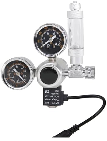 HEXEH Aquarium CO2 Regulator 12V DC Solenoid With Big Dual Pressure Gauges Bubble Counter With Check Valve Carbon Dioxide Regulator (Color : 100V-240V, Size : CGA320)