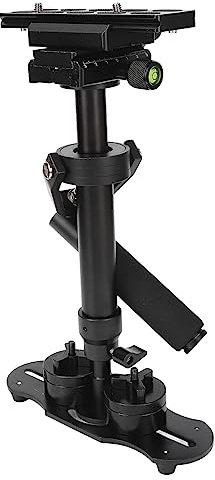 Stabilizzatore per Videocamera Robusto e Leggero con 3 Assi Regolabili, Manopola di Bloccaggio Rapido per Riprese Facili, Barra di Bilanciamento Telescopica, Pesi Rimovibili per