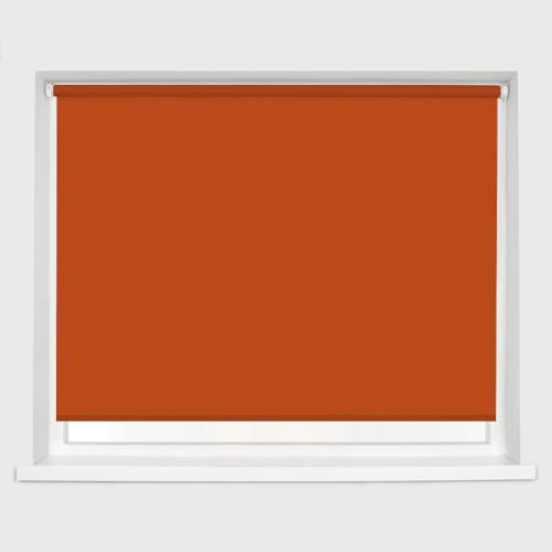 Burnt Orange Made To Measure Deluxe Daylight Roller Blinds Light Filtering Premium Fabric Easy Fit Metal Brackets Bedroom Living Room Office Child Safe 90cm Width x 160cm Length