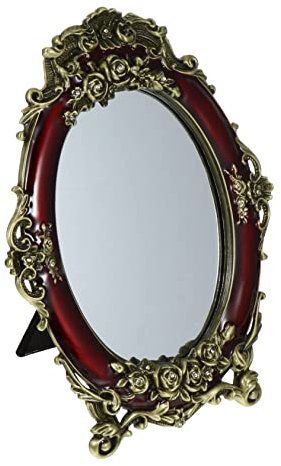 DOITOOL 1Stk Schminkspiegel einseitiger Spiegel Esstischdekoration Retro Tischspiegel Kommode Schminktisch Vintage Tischspiegel Retro-Desktop-Spiegel Oval schmücken Retro-Tisch Zinkmetall