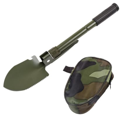 VLRBFDOI Pala Pieghevole di Sopravvivenza, Pala da Campeggio Multi-Lama Militare Pala Resistente in Acciaio Legato Auto di Sopravvivenza Pala Tattica per Escursionismo Backpacking Giardinaggio,Verde