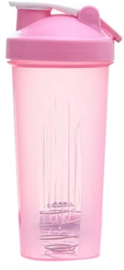 iFutniew Shaker-Becher, Sport, tragbar, praktisch, 600 ml, Kunststoff-Shaker-Flasche, Erwachsene, einfach zu bedienen, Rosa