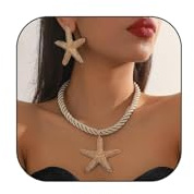 Nayyana Boho Schmuck Set Gold Seestern Anhänger Ohrringe Set Halskette für Frauen Mädchen Seestern Mode Ozean Halskette für Frauen Sommer Strand