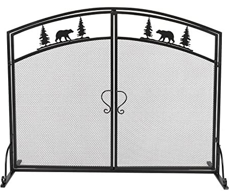 Schermi decorativi Griglia per caminetto Parascintille in ferro battuto Doppia porta Parascintille Soggiorno Accessori decorativi per camini Parascintille Parascintille moderno Parascintille per