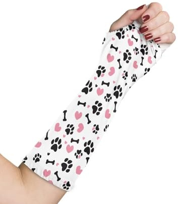 Rnyleeg Arm Cast Cover Cute Dog Paw Prints Heart Cast Covers for Shower Arm Reusable Arm Plaster Cover for Women Girls Cast and Bandage Protector Medium Length 11'' x 10-13''