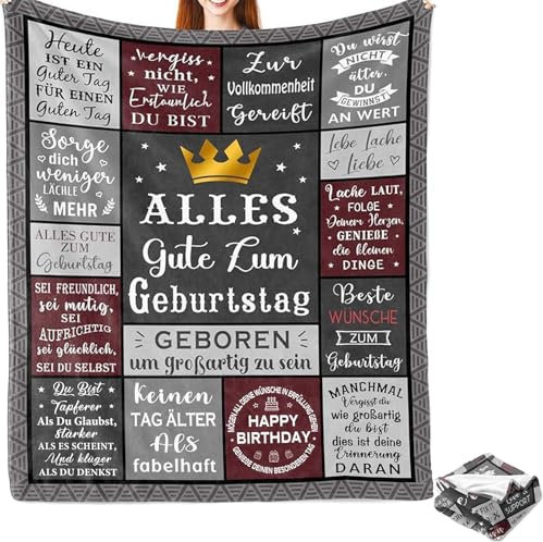 YEWCEP Männer Geburtstagsdecke, Grau, 130x150cm, Polyester, Einzelschicht, Warm, Komfortabel, Innen- und Außenverwendung, Dekoration, Geschenk für Männer