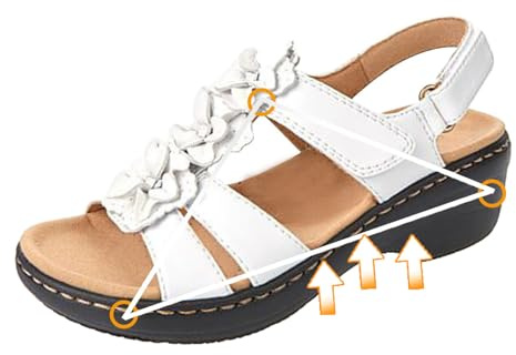 Sandals for Women Wide Fit Orthopedic Sandals with Arch Support T-Strap Walking Sandals Leather Wedge Sandals Ladies Sandals for Plantar Fasciitis Orthopedic Shoes Cushion Walk Sandals Summer Shoes