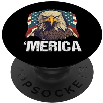 Merica USA Amerikanische Flagge Patriotisch 4. Juli Weißkopfseeadler PopSockets Klebender PopGrip