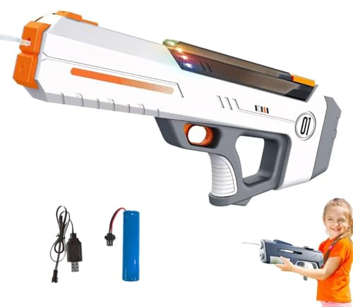 Elektrische Wasserpistole mit Automatische Saug, Wasser Pistole Elektrisch für Erwachsene und Kinder, Große Kapazität Wasser Pistole Max Range 32ft für Strandpool Wasserspaß Spielzeug (A)